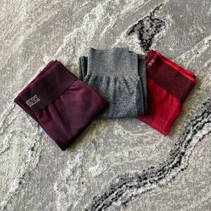 Victoria's Secret Seamless Leggings Set - Burgundy, Gray, Red